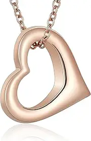 BIAIHQIE Heart Urn Necklace for Ashes Stainless Steel Cremation Jewelry for Women Girl Memorial Loved Ones Ash Holder Pendant Keepsake-Rose Gold