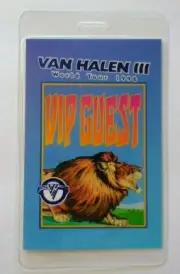 Van Halen III Backstage Pass Original VIP Circus Lion Blue Seal Art 1998 Eddie