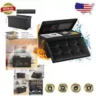 Elegant Fireproof Folding Storage Chest Ottoman with Lock, Black Faux Leather