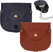 [PH PandaHall] 2pcs Leather Pocket Watch Pouch, Classic Watch Case 8.8x9.5cm Protective Bag Watch Holder Carry Case Compass Pouch Storage with Clasp for Travel Outdoor, Men Gift, Brown and Black, Black