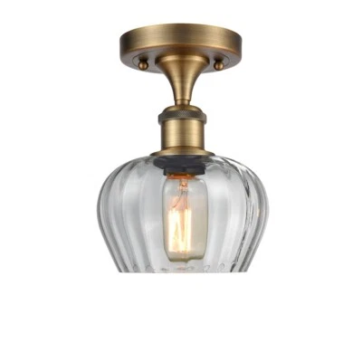 Innovations 92 Fenton 1 Light Semi-Flush, Brushed Brass/Clear - 516-1C-BB-G92