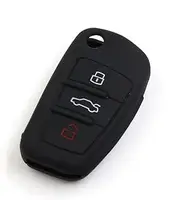 uxcell A17052200ux2353 Black Silicone Car Remote Flip Key Fob Cover Case for Audi A1 A3 A4L A6L Q7 Q5 Q3