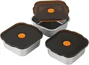 3 Pack Stainless Steel Small Food Storage Containers, Airtight Rectangular Storage Boxes, Stackable Refrigerator Organizers for Kitchen, Refrigerator, Outdoor, Camping