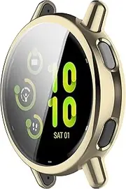 Intended for Garmin Vivoactive 5 Smart Watch Waterproof Protective Case Soft TPU Plated All Around Scratch-Proof Screen Protector Cover for Garmin vívoactive 5 (Pale Gold)