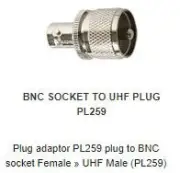 AD210 Plug adaptor PL259 plug to BNC soc