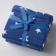 Star Cot Blanket Fleece Navy with White Stars Jiggle & Giggle Kids, Baby Blanket