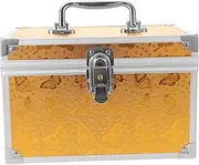 [TINEASUR] Box Pedicure Kit Makeup Case Organizer Makeup Organizer Make up Case Travel Accessories Display Case Makeup Storage Case Makeup Organisers Bag Items Aluminum Frame Golden