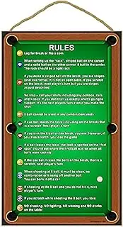 SJT ENTERPRISES, INC. Billiards/Pool Table Rules Wood Sign - Indoor Plaque Decoration for Wall - Hanging Decor for Game Room, Man Cave, Woman Cave, Pool Room, Bar - 10" x 16" (SJT28360)