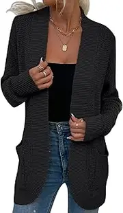 [KEOYA] Women's Long Sleeve Cardigans Sweater Open Front Chunky Knit Cardigans Oversized Draped Sweaters Outwear