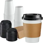 [12 Oz. - 50 Sets Disposable Coffee Cups with Lids and Sleeves - to Go Paper Hot