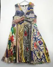 Anthropologie Geisha Designs Jacinta Pleated Patchwork Midi Dress Size 24W