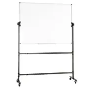 19.69 x 31.5 in. White Metal Framed Chalkboard Memo Board, 360° Reversible