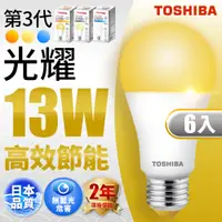 在飛比找PChome24h購物優惠-Toshiba東芝 第三代 光耀13W 高效能LED燈泡 日