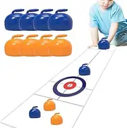 Tabletop Curling Game - Tabletop Board Curling Game Set,Interactive Hockey Game Curling Balls Game with 16 Curling Stones for Kids, Adults