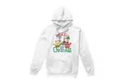 SpongeBob SquarePants Mens Merry Christmas Group Hoodie (White) - UTTV8717