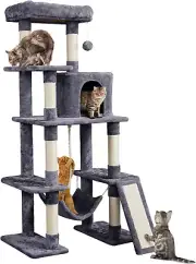 Large 63" Multi-Level Cat Tree with Scratching Posts, Condo, Hammock, and Extend