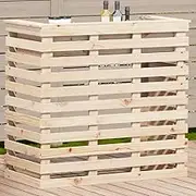Outdoor Bar Table Solid Wood Pine, High Top Cocktail Tables for Patio, Small Bistro, Portable Pub, Round Folding Height Table