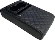 Car Armrests Auto Center Console Armrest Cushion with 2 Cup Holder PU Leather Armrest Pad Portable Car Armrest Pillow Cover Height Pad Console Armrest(A)