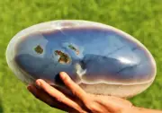 Huge 270MM White And Blue Lace Agate Crystal Healing Energy Lingam Specimen