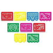Carnival Party Decor Square Paper Cut Plastic Flower Flag Banner for Celebration