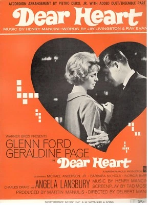 "DEAR HEART" ACCORDION SHEET MUSIC-HENRY MANCINI/GLENN FORD/ANGELA LANSBURY-1964