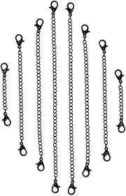 KALLORY 5pcs Necklace Extension Chain Steel Chain Black Chain Key Chain Hooks Sterling Silver Chain Kit Lobster Clasp Jewelry Clasps and Closures Chain Necklace Chain Spool Lanyard Link