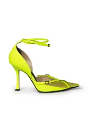 Jimmy Choo x Mugler Neon Yellow Patent Mesh Heels