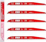 5 Pack 12 Inch 3 Tpi Carbide Reciprocating Saw Blades for Wood Cutting and Tree Trimming, Pruning Sawzall Blades with Carbide Tipped Teeth for Longer Life and Faster Cutting Speed