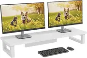 Monitor Desk Stand, 91 x 26 cm Riser Monitor Double Desktop Monitor Stand, Support Screen Computer TV PC Monitor Stand Desk Accessories (White, 91 x 26 x 12.5 cm)