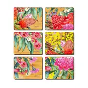 Country Kitchen Native Flowers Cinnamon Cork Backed Drink Coasters Set 6