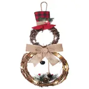 Nevenka Lighted Christmas Wreath 16x8 Inch Grapevine Wreath with Hat and Bow Snowman Shape