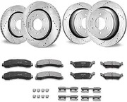 SKYSHALO Brake Upgrade Kit for 2012-2020 Ford F-150（MPB Only), Includes Drilled & Slotted Rotors with Ceramic Pads, 13.8" Front & 13.7" Rear Rotors
