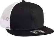 SNAP Cotton Twill Round Flat Visor 6 Panel Mesh Back Trucker Snapback