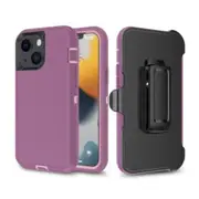 iPhone 15 Plus Compatible Case Cover With Shockproof Robot Armor Hard Plastic And Belt Clip - Purple