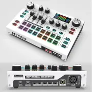 Professional Digital Mixer, USB Sound Interface Live Audio Mixer Sound Card Dual