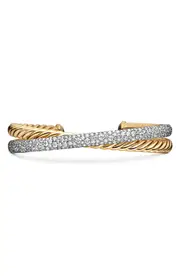 David Yurman Pavé Diamond Two-Row Crossover Cuff Bracelet