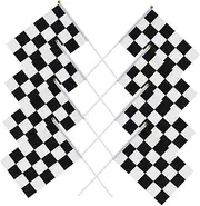 HANABASS 3sets Polyester Racing Flags Set Checkered Race Flags 14x21cm Mini for Auto Racing Handheld Prop 25pcs*3