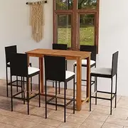 7 Piece Garden Bar Set with Cushions Black, Garden Furniture Sets