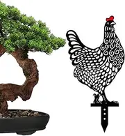 Chicken Yard Art Garden Metal Statue Decor Chicken Yard Art Garden Lawn Floor Decoration Ornament Rooster Animal Stake Yards Shadow