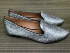 Trask 36-2061 FARRAH PEWTER METALLIC CROC PRINT SMOKING SLIPPER SHOES 7