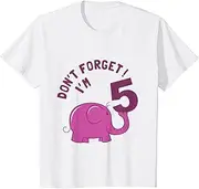 [X.Style] Kids 5th Birthday Girls Elephant T-Shirt Cute 5 Year Old ds774 T-Shirt (S) White