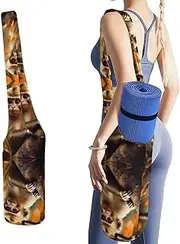 JKLQWH Monkey on Tree Printed Yoga Mat Bag Long Tote with Pockets for Your Yoga Accessories Exercise Yoga Mat Carrier Holder Multi-Functional Storage Bag Holds Most Pilates Mats