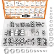 588PCS Metric & SAE Hex Nuts and Washers Assortment Kit, Assorted Nuts Washer...