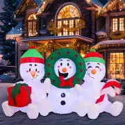 6 FT Christmas Inflatables Snowmen Outdoor Decorations,Christmas Three Sitting S