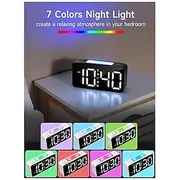 Super Loud Alarm Clock for Heavy Sleepers, Digital Clock with 7-Color Night Light, Adjustable Volume, Small for Bedrooms