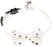 HAPINARY cat Collar Dog Grooming Accessories Safety Puppy Collar Comfortable Pet Collar Breakaway Collar Dog Neck Ties Dog neckties pet Bow tie Cotton Polyester The Bell a Little bit White
