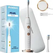 PixieDent Electric Toothbrush with 2 Replacement Brushes, 5 Operating Modes, Sonic Toothbrush, Travel Case, 4 Power Levels, Ultrasonic Timer, 96,000 Sound Wave Movements