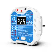 EU Direct KAIWEETS HT106D GFCI Outlet Tester with Voltage Display EU Plug CAT III 300V Flame Retardant ABS LED Indicator