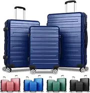[ALFORDSON] 3PCs Hardside Luggage Set with ABS & PC Hardshell and TSA Lock, 20" 24" and 28" Suitcase Set with 360 Degree Wheel Spinner, Carry-on & Checked Baggage 3-Piece Pack, Hero Navy Blue