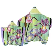 Flowers Painting Art Deco Irises Towel with Hood